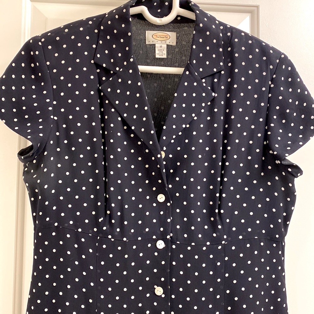 Talbots navy & white polka dot maxi dress - size 10P